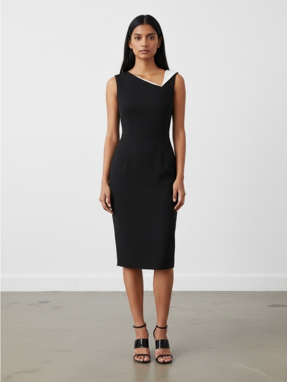NWT CALVIN KLEIN Contrast-Collar Sheath Dress Size 2